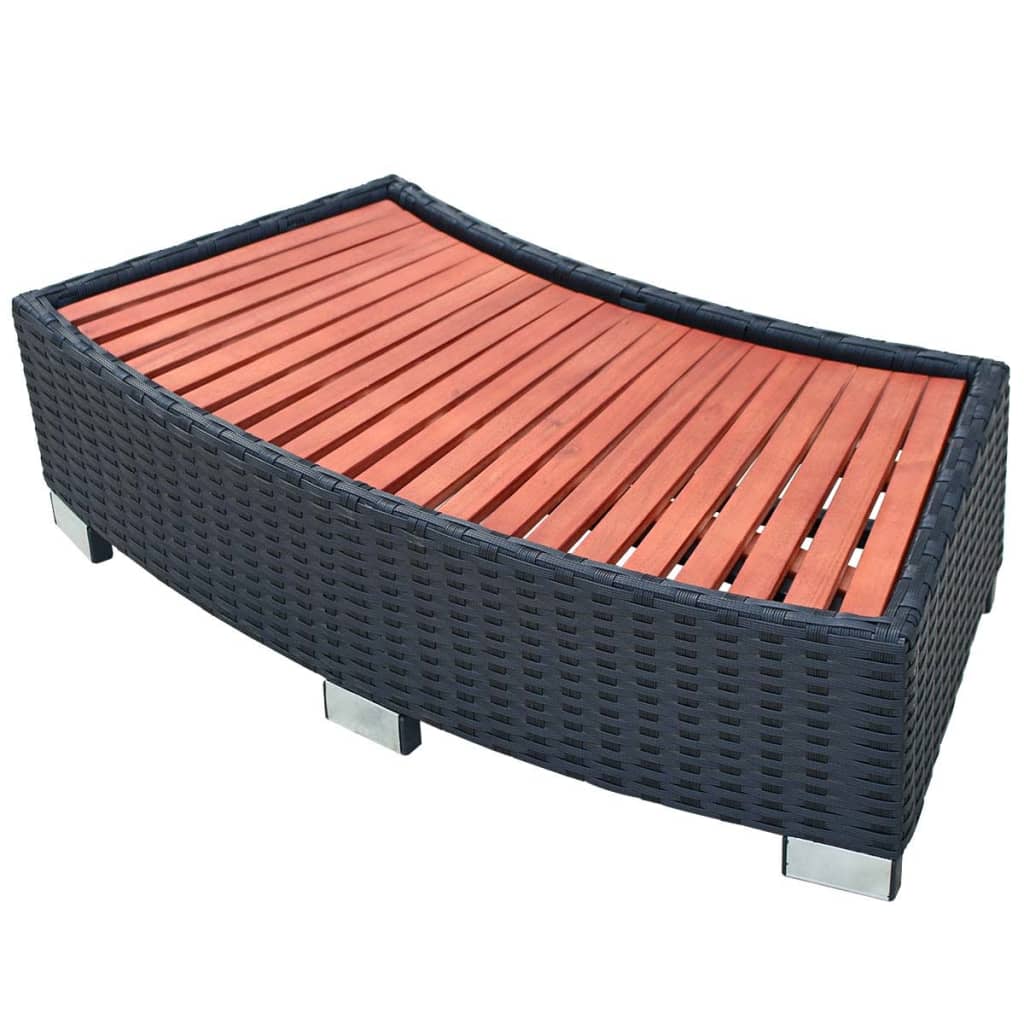 vidaXL Polyrattan, fekete Spa fellépő 92x45x25 cm