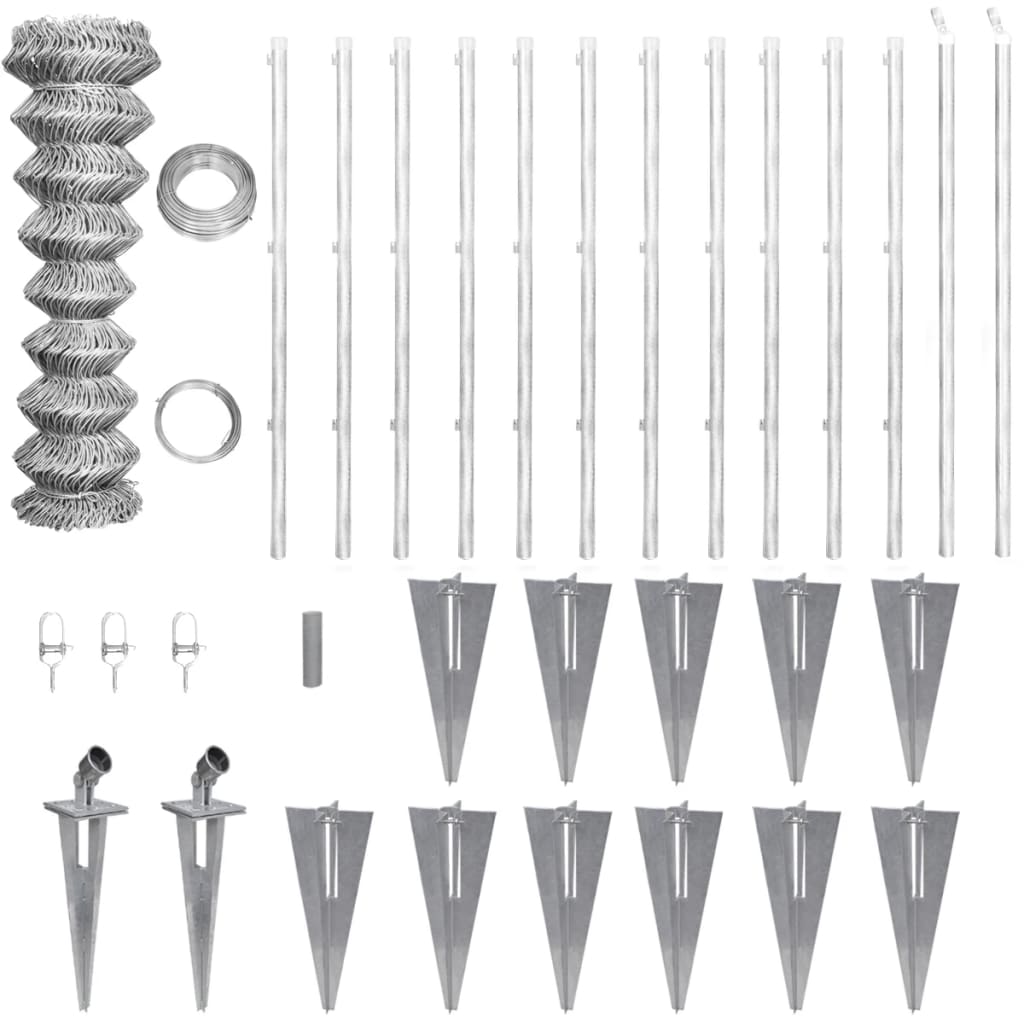 vidaXL horganyzott acél drótkerítés horgony tüskékkel 25 x 1,25 m