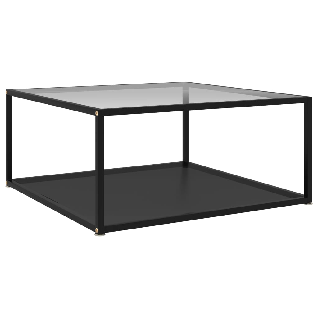 322896 vidaXL Coffee Table Transparent and Black 80x80x35 cm Tempered Glass